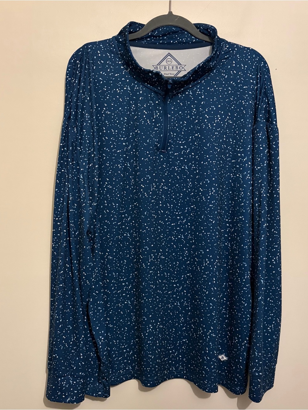 Burlebo Blue Pattern Long Sleeve Quarter Zip Shirt 2XL 2-XLarge